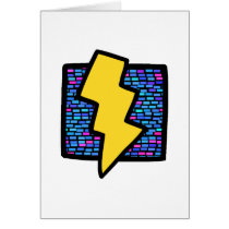 Blue Bricks Lightning Bolt Greeting Card