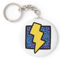Blue Bricks Lightning Bolt Keychain