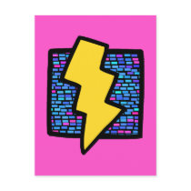 Blue Bricks Lightning Bolt Postcard