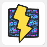 Blue Bricks Lightning Bolt Sticker
