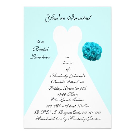 Blue Bridal Luncheon Invitation -- Bridal Gown