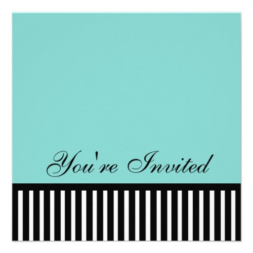 Blue Bridal Shower Black & White Wedding Cake Invite