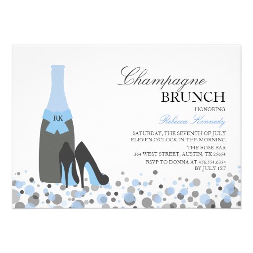 Blue Bridal Shower Champagne Brunch Invite
