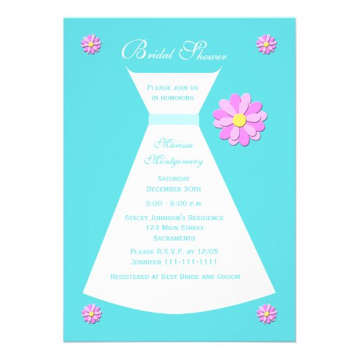 Blue Bridal Shower Invitation, Bridal Gown