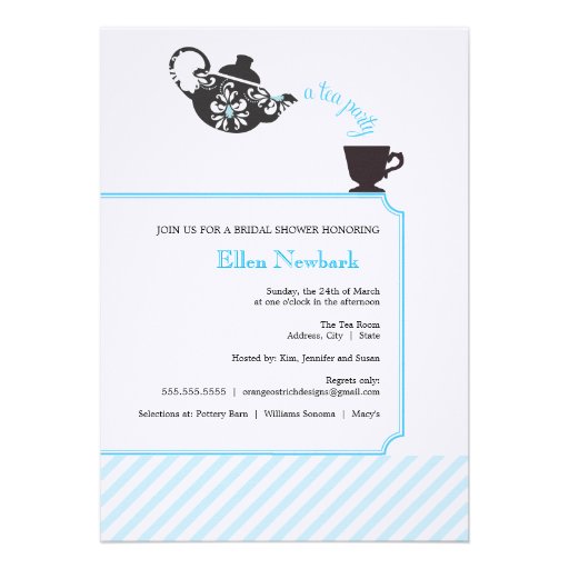 Blue Bridal Shower Invitation - Tea