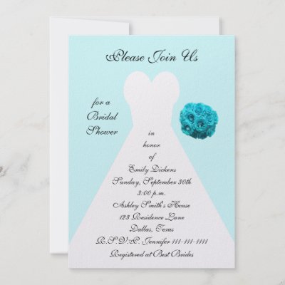 Blue Bridal Shower Invitation Wedding Gown by henishouseofpaper