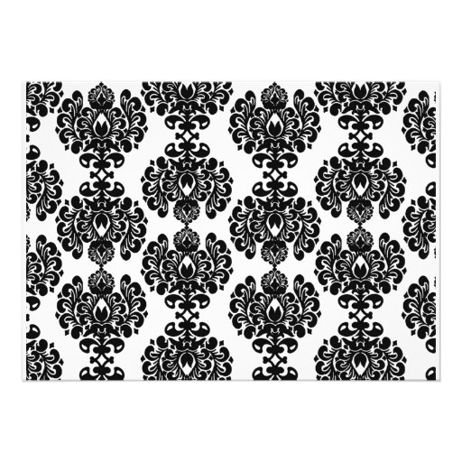 Blue Bridal Shower Invitations Damask