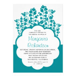 blue bridal shower invitations with heart blooms invitations