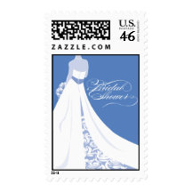 Blue Bridal Shower Postage Stamp