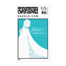 Blue Bridal Shower Postage Stamp