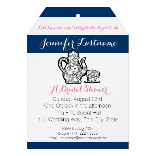 Blue Bridal Tea Party with Color Choice Invite