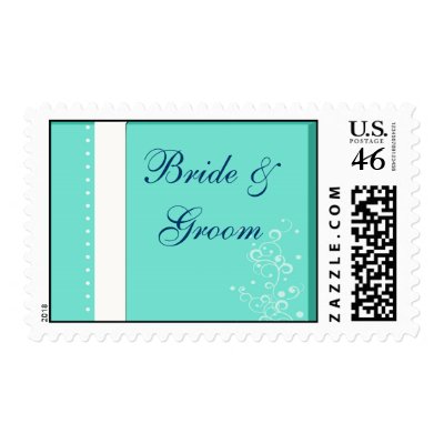 blue ... bride and groom stamp