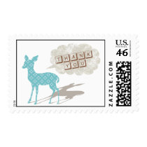 Blue/Brown Bambi Thank You Postage