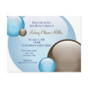 Blue & Brown Bubble Invitation postcards by thebabystore Blue & Brown Bubble Invitation postcards