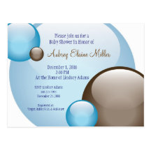 Blue & Brown Bubble Invitation Postcards