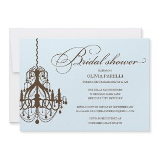 BLUE & BROWN CHANDELIER | BRIDAL SHOWER INVITE invitation