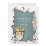 Blue brown country engagement wedding invitation