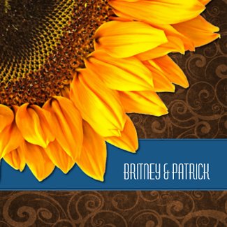 Blue Brown Country Sunflower Wedding Invitations invitation