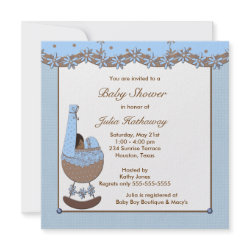 Blue Brown Cradle Ethnic Boy Shower invitation