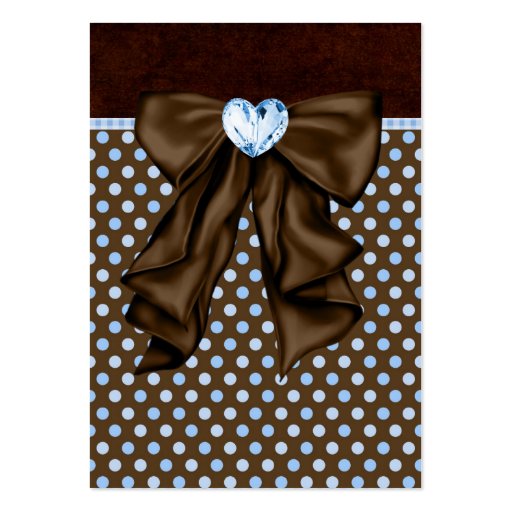 Blue Brown Dots Heart Party Favor Tags Business Cards