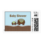 Blue & Brown Elephant  Baby Shower Postage postage