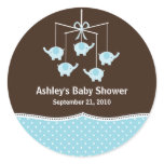 Blue & Brown Elephant Mobile Baby Shower stickers
