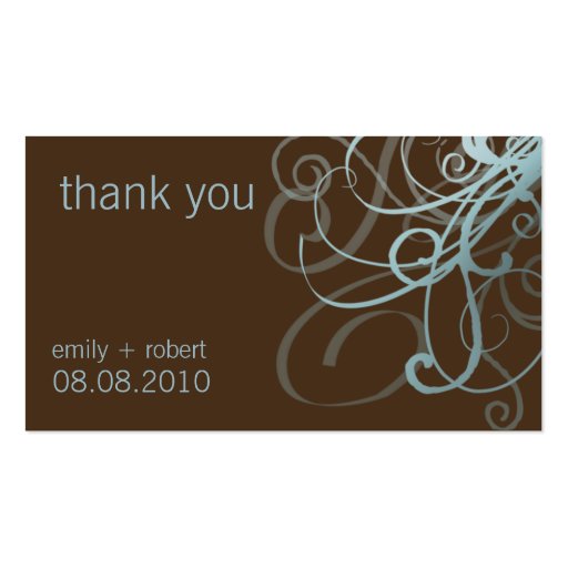 Blue & Brown Funky Swirls â€¢ Wedding Favor Tag Business Cards (front side)