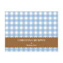 Blue brown gingham lined custom name recipe card postcard