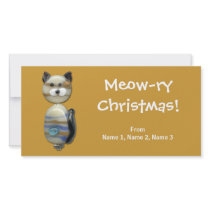 Blue Brown Glass Bead Cat Photo Card Template