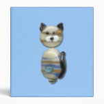 Blue Brown Glass Bead Cat Vinyl Binder