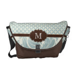 Blue brown modern monogram Rickshaw messenger bag