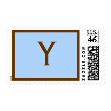 Blue Brown Monogram Y Postage Stamp