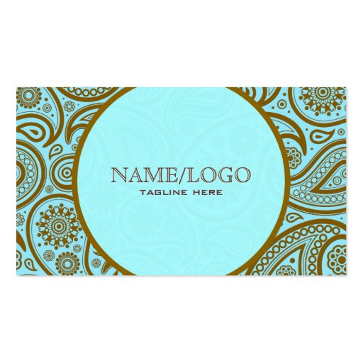 Blue & Brown Paisley Retro Pattern-Template Business Card