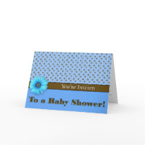 Blue & Brown Polka Dot Baby Shower Invitations cards