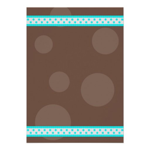 Blue Brown Polka Dot Ribbon Bat Mitzvah Invitation