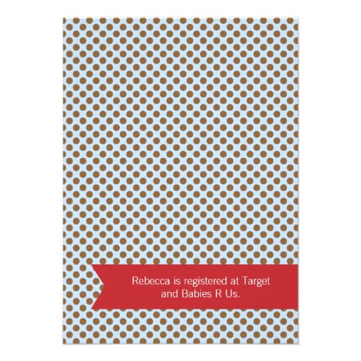 Blue & Brown Polka Dots Baby Shower Boy Invitation