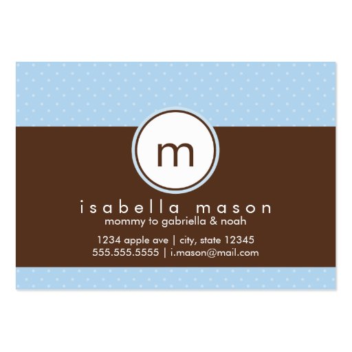 Blue & Brown Polkadot Mommy Card Business Card Templates (front side)
