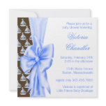 Blue Brown Sailboats Baby Boy Shower Personalized Invitation
