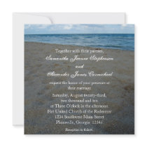 Blue+Brown Sands Beach Wedding Invitations