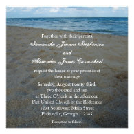 Blue Brown Sands Beach Wedding Invitations