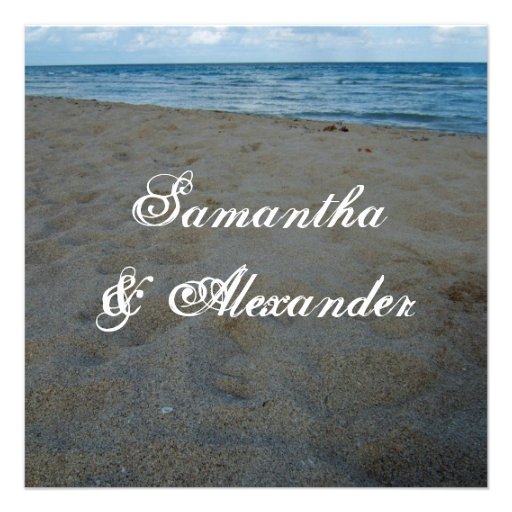 Blue+Brown Sands Beach Wedding Invitations