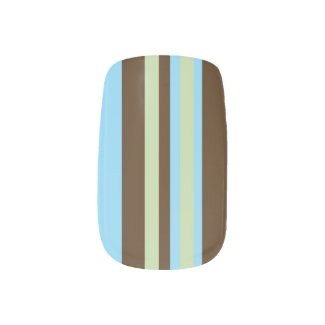 Blue Brown Stripe Nails
