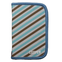 Blue brown stripe pattern custom name personal planners