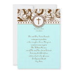 Blue Brown Vintage Wedding Invitation