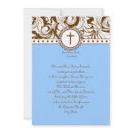 Blue Brown Vintage Wedding Invitation