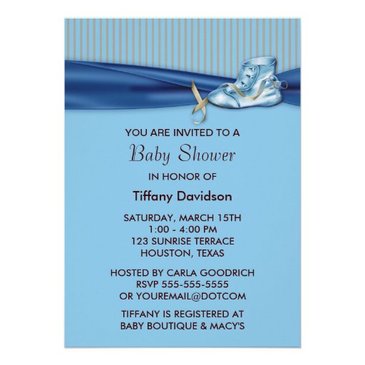 Blue Brown Vintge Boy Shower Invitation
