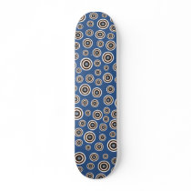 Blue, Brown & White Retro Circles Deck Skate Board