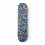 Blue, Brown &amp; White Retro Circles Deck Skate Board