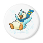 Blue Bruce sliding across ice Refrigerator Magnets