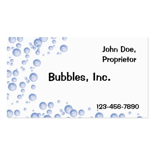 Blue Bubbles Business Card (front side)